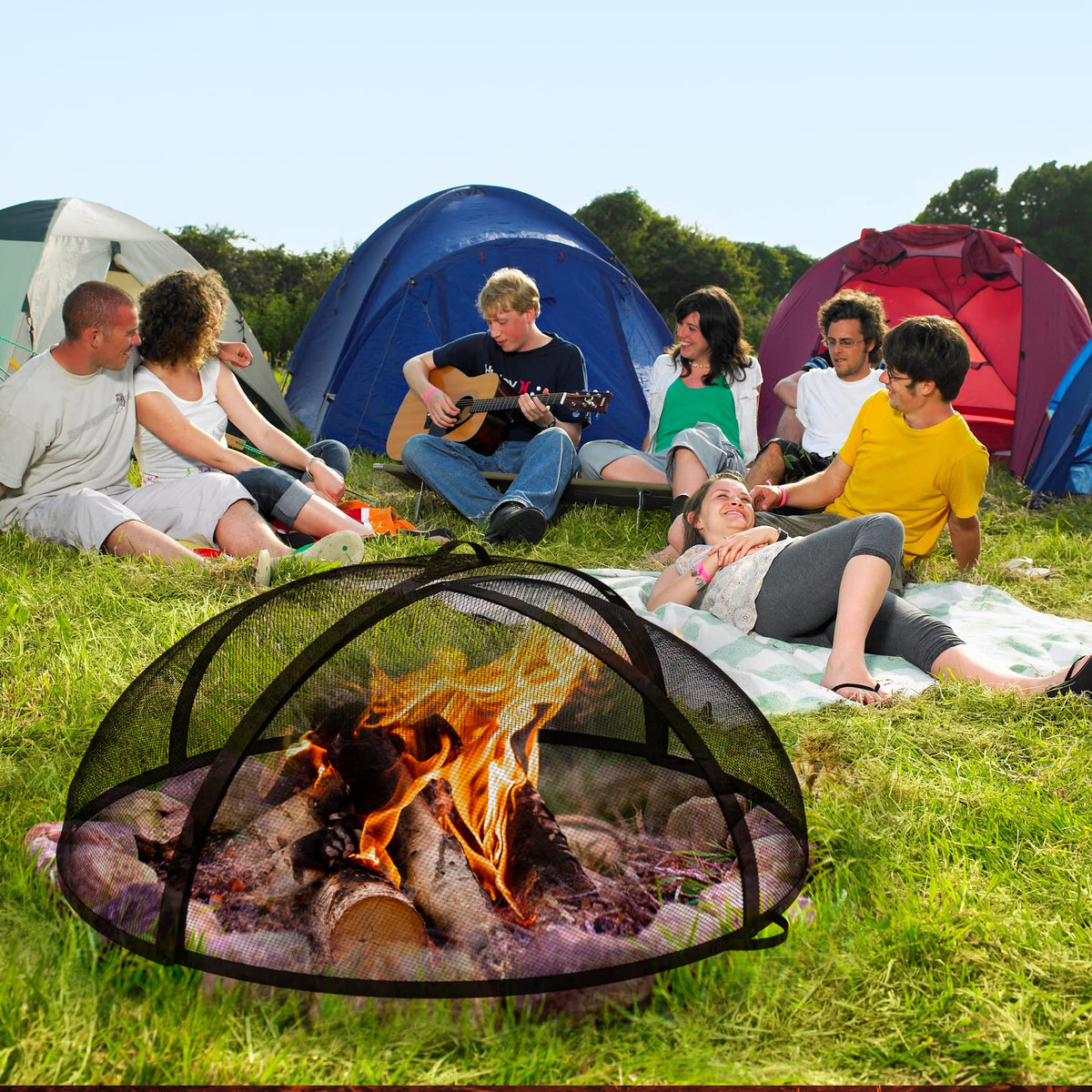 32" Round Fire Pit Spark Screen Cover with Door P519412