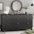 Black 9 Drawer Fluted Wood Dresser L7509