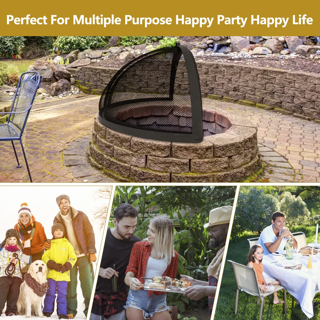 32" Round Fire Pit Spark Screen Cover with Door P519412