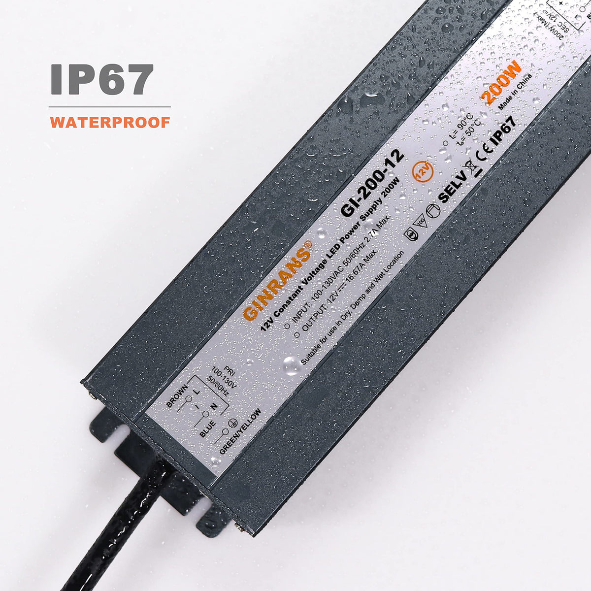 200W IP67 Waterproof Constant Voltage LED Driver Power Supply Transformer G235533
