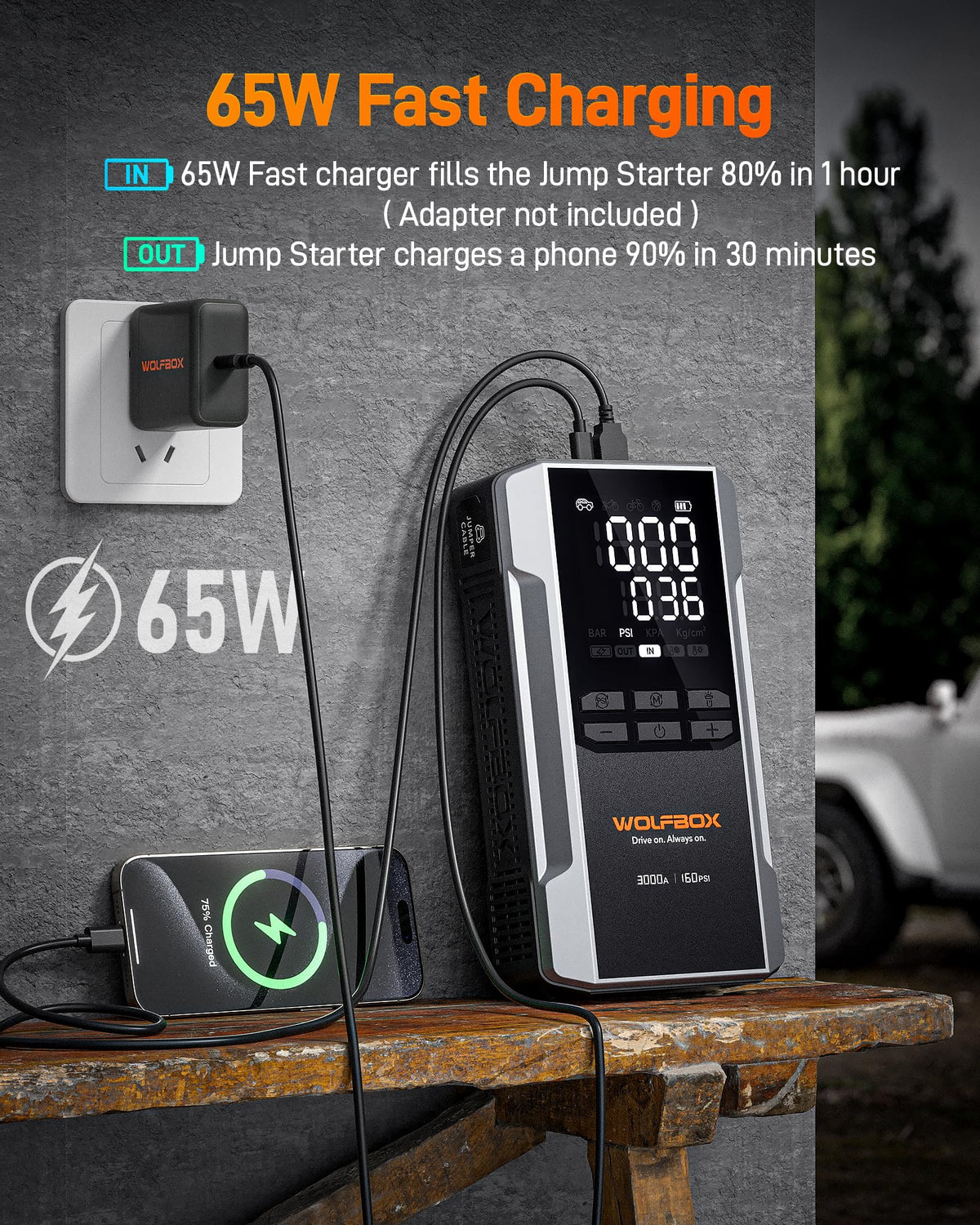 3000A Jump Starter with Air Compressor H272458