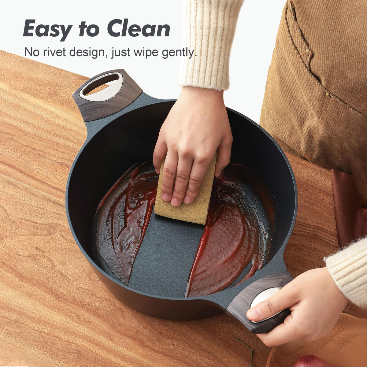 Nonstick Stock Pot with Lid 6.6 QT Black L4811
