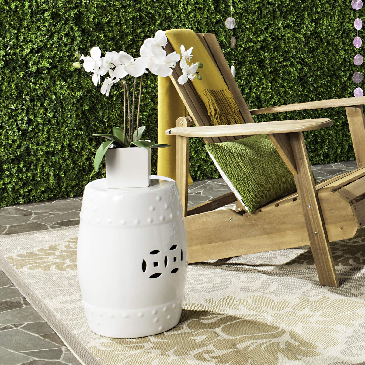 White Ceramic Garden Stool P3549