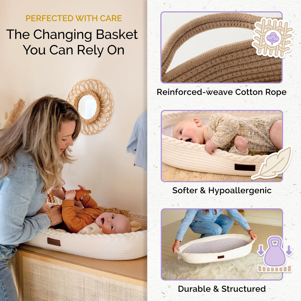 Baby Changing Basket, Portable Diaper Changing Pad O6244