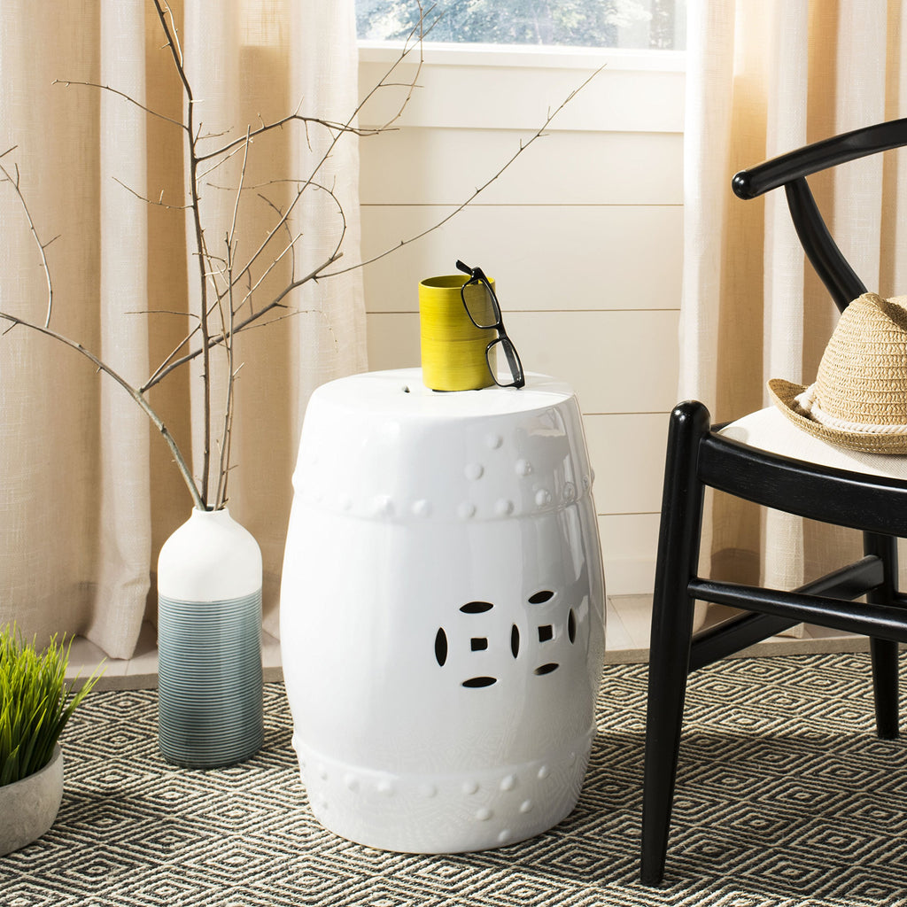 White Ceramic Garden Stool P3549