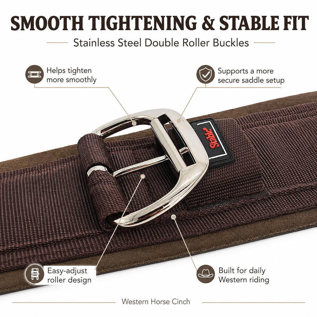 Western Horse Cinch with Stainless Steel Buckles J969